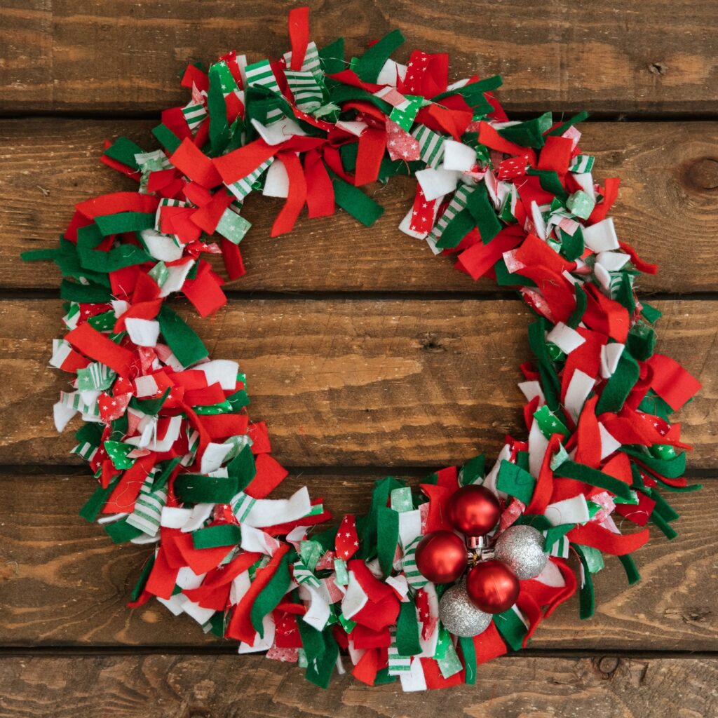 Fabric Christmas Wreath - Red/Green/White